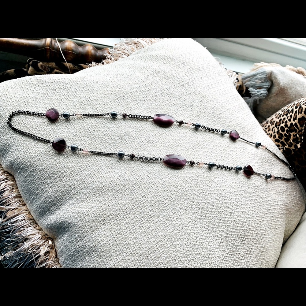 Avon Purple Beaded 34” Necklace